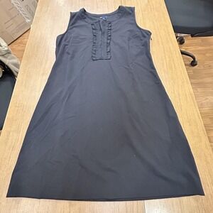 Gap Dress Womens Large Black Sleeveless Ruffle Shift Knee Length Office